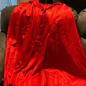 Red Satin Maxi skirt with belt .